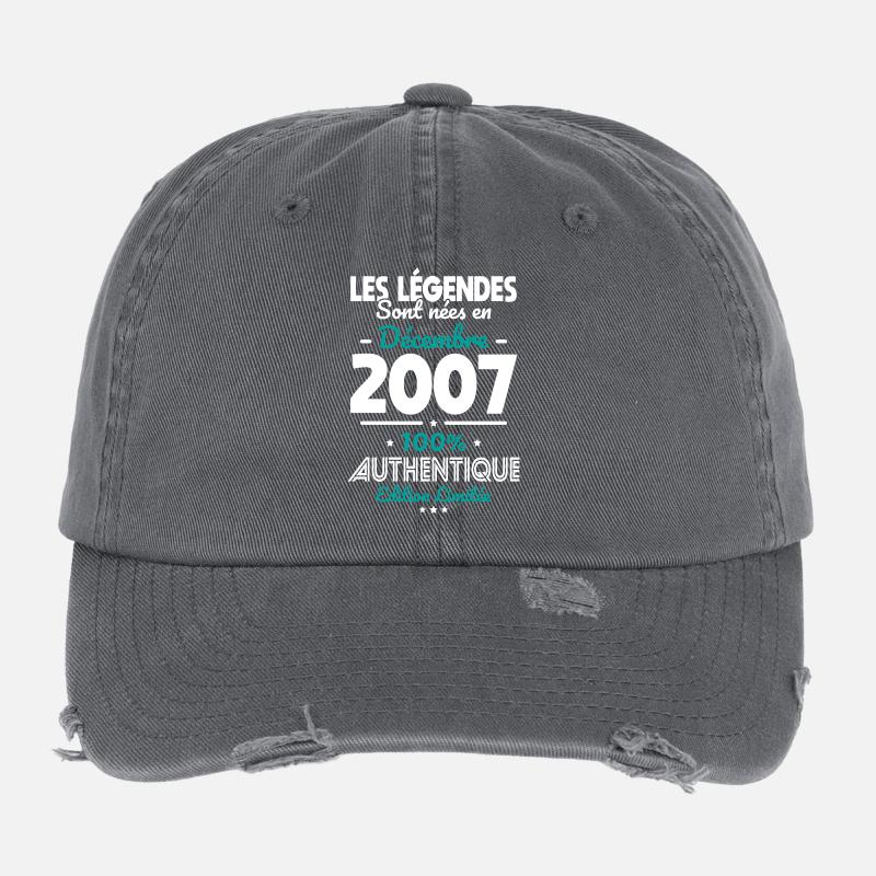 18th Birthday - Legends Born December 2007 Flexfit Vintage Destroyed Cap