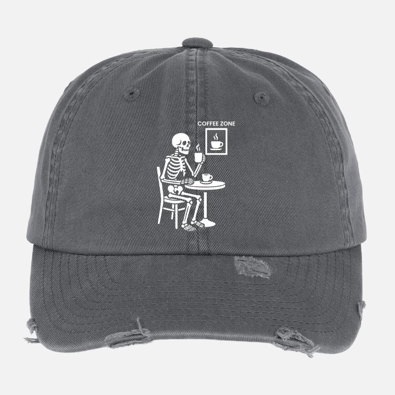 Skelett-Kaffee-Zone Flexfit Vintage Destroyed Cap