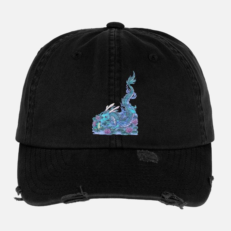Lac Dragon d’Eau Cadeau Manga Dragon Grenouille Casquette vintage effet usé Flexfit