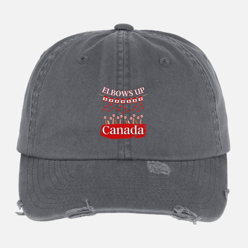 Elbows Up Canada Protest T-shirt  Flexfit Vintage Destroyed Cap