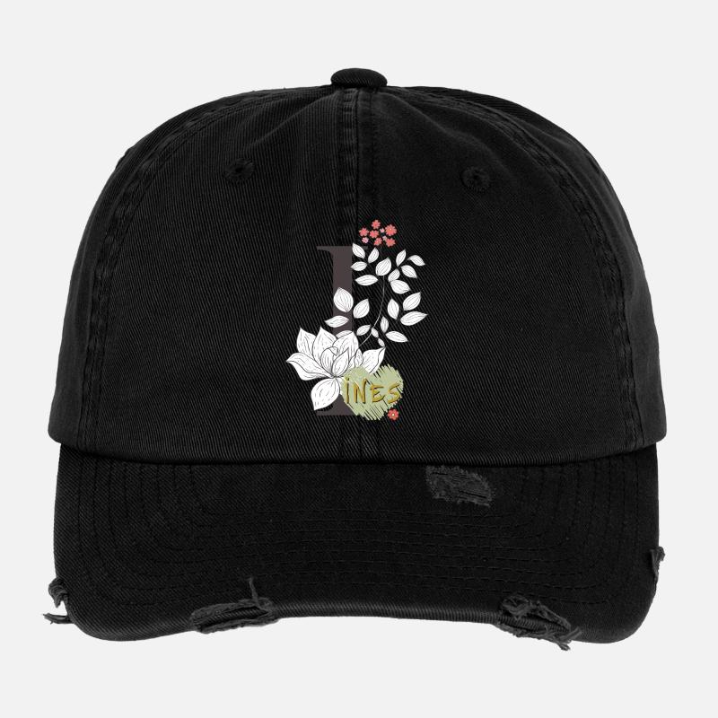 Lettre I Ines Casquette vintage effet usé Flexfit