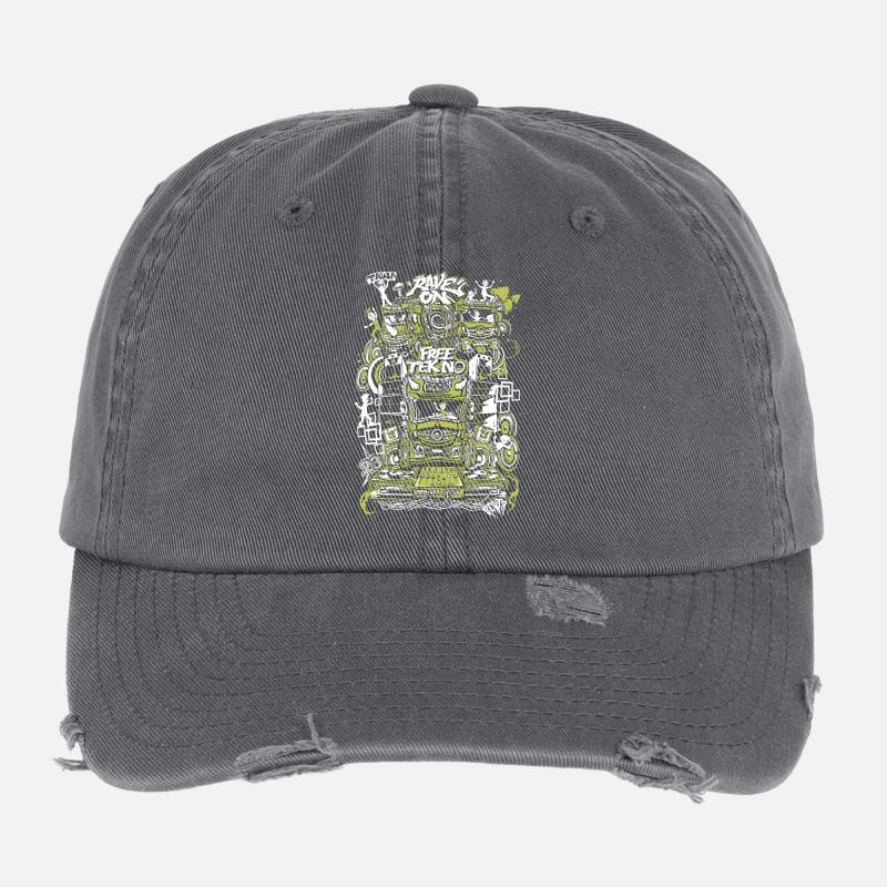 Rave on free TEKNO  Casquette vintage effet usé Flexfit
