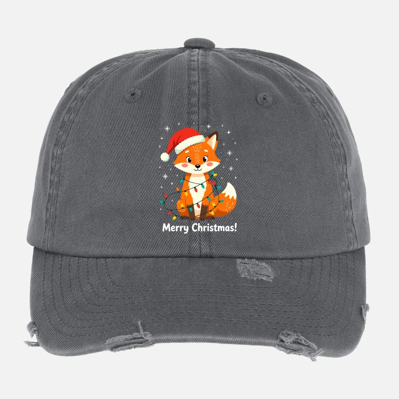 Renard Noël Joyeux Noël Mignon Drôle Casquette vintage effet usé Flexfit