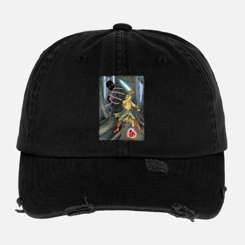 Fantasy Hero Battling Shadow Creature Flexfit Vintage Destroyed Cap
