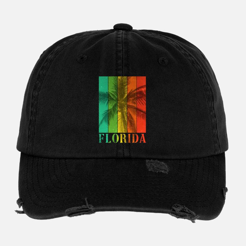 Florida USA Miami Amerika Sommer Palmen Strand Flexfit Vintage Destroyed Cap