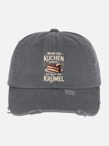 Quand le gâteau parle, la miette se tait - Casquette vintage effet usé Flexfit - charbon - Devant