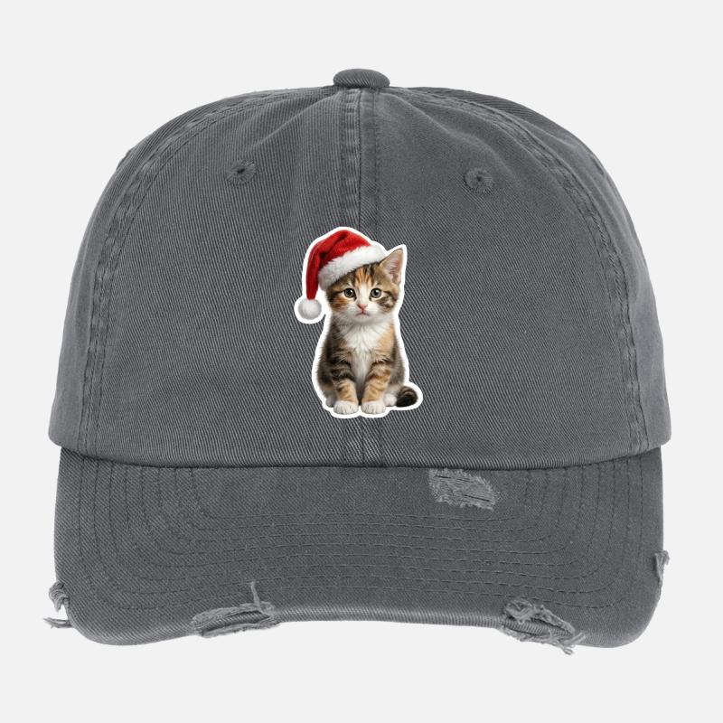 Neugieriges Kaetzchen wartet auf Geschenke Flexfit Vintage Destroyed Cap