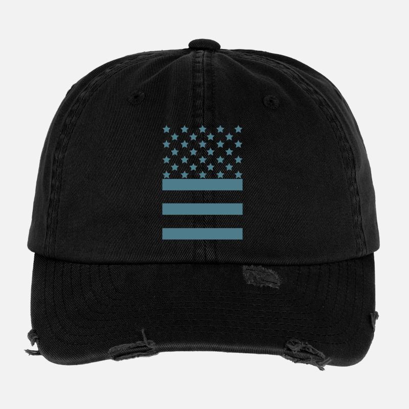 Teal star stripe Flexfit Vintage Destroyed Cap
