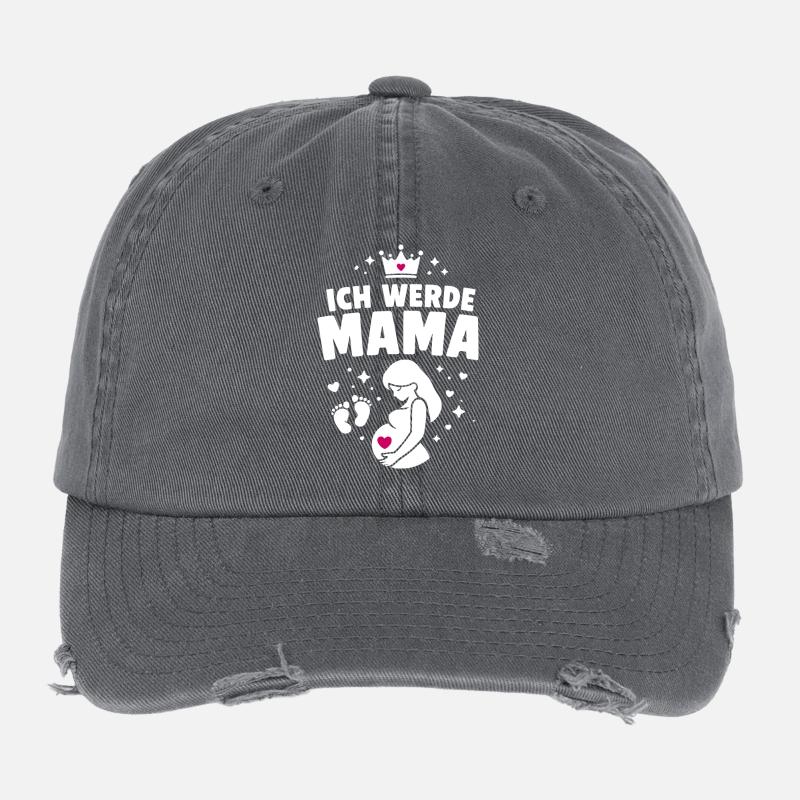 Ich werde Mama - Mutterschaft Flexfit Vintage Destroyed Cap
