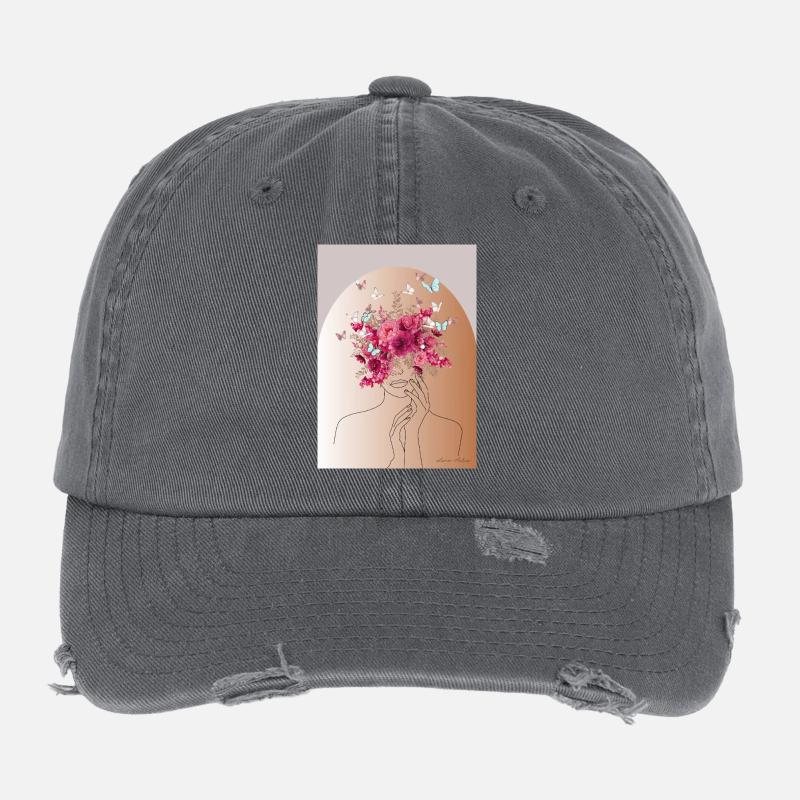 Flower head with butterfly crown Flexfit Vintage Destroyed Cap
