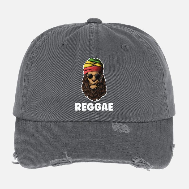 Rastafari Reggae Lion Flexfit Vintage Destroyed Cap