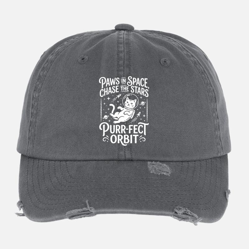 Paws in Space – Purr-fect Orbit Flexfit Vintage Destroyed Cap