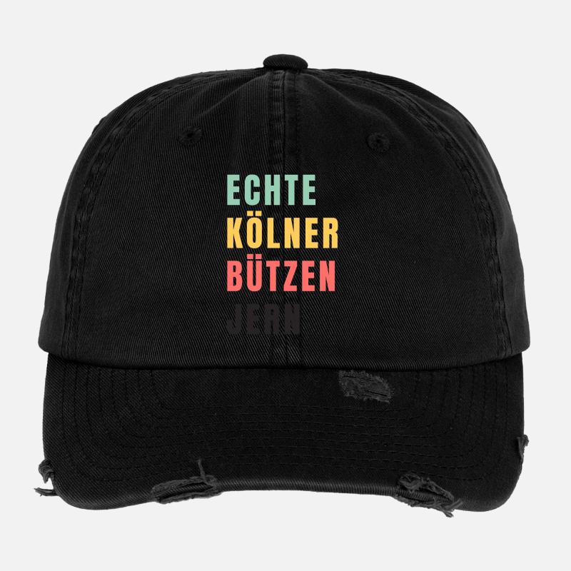 Echte Kölner bützen jern Karneval Flexfit Vintage Destroyed Cap