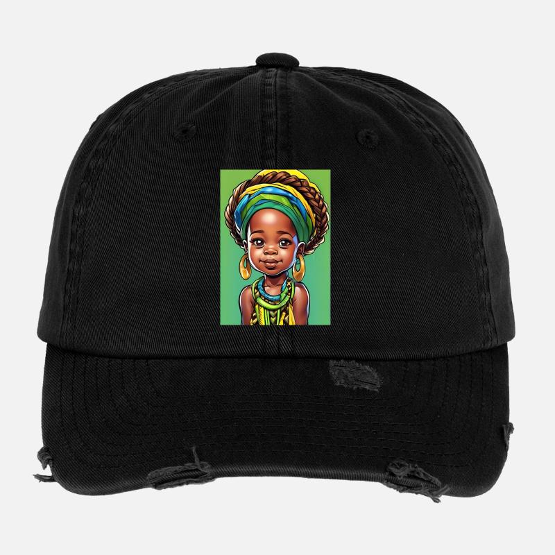 Frofarbige Prinzessin mit Turban - Flexfit Vintage Destroyed Cap - Schwarz