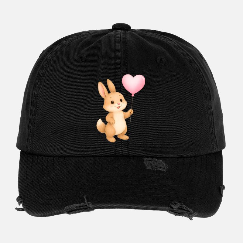 Lapin câlin avec ballon en forme de cœur Casquette vintage effet usé Flexfit