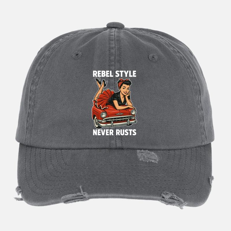 Rockabilly Pin-Up: Rebel Style Never Rusts Retro Flexfit Vintage Destroyed Cap
