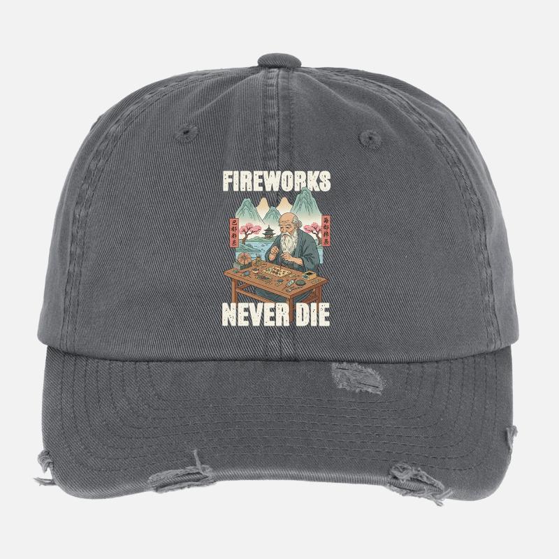 Fireworks Never Die Flexfit Vintage Destroyed Cap
