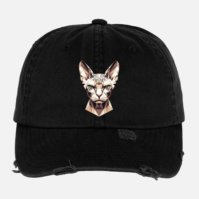 Sphynx Chat Sphynx Chat Chat Canadien Sphinx mignon - Casquette vintage effet usé Flexfit - noir
