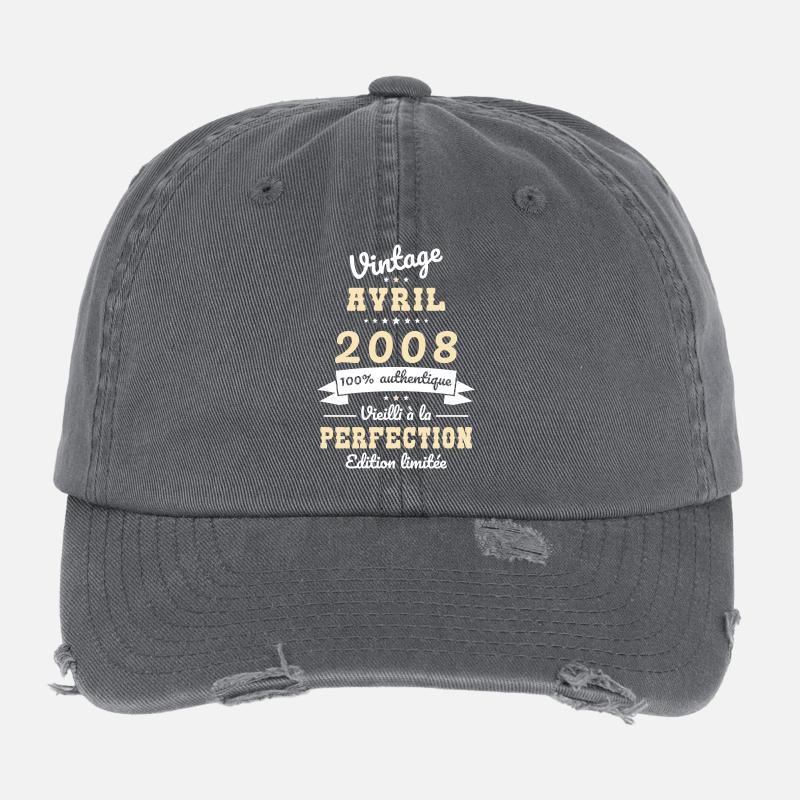 18th Birthday - Vintage - April 2008 Flexfit Vintage Destroyed Cap
