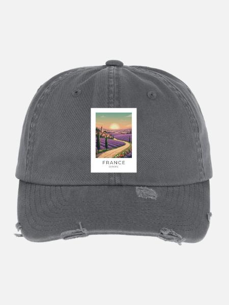 Lavendelfeld Provence France - Flexfit Vintage Destroyed Cap - Dunkelgrau - Vorne