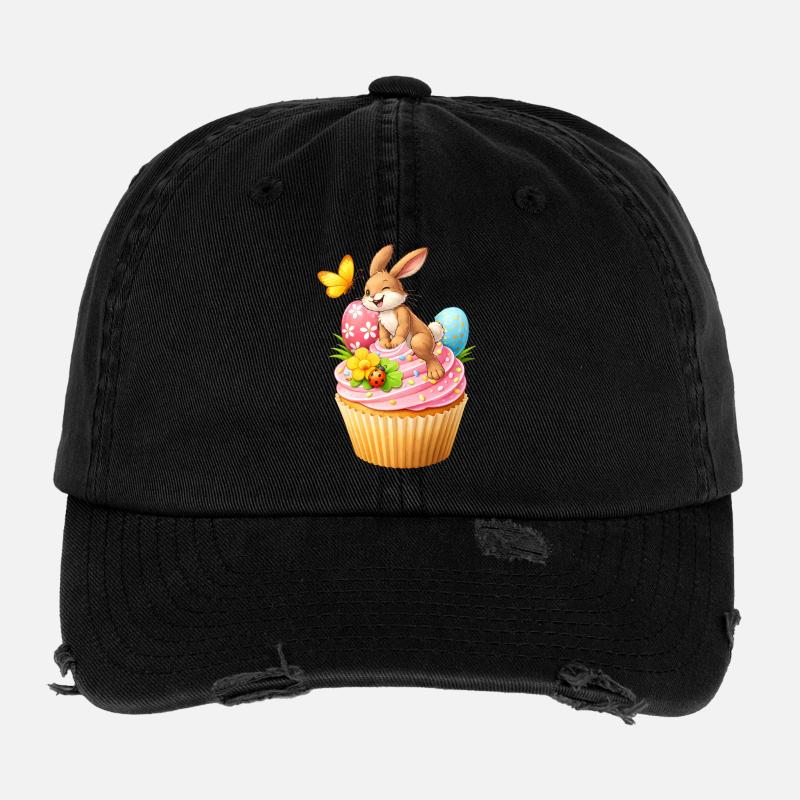 Mignon cupcake de lapins de Pâques avec des œufs de Pâques colorés Casquette vintage effet usé Flexfit