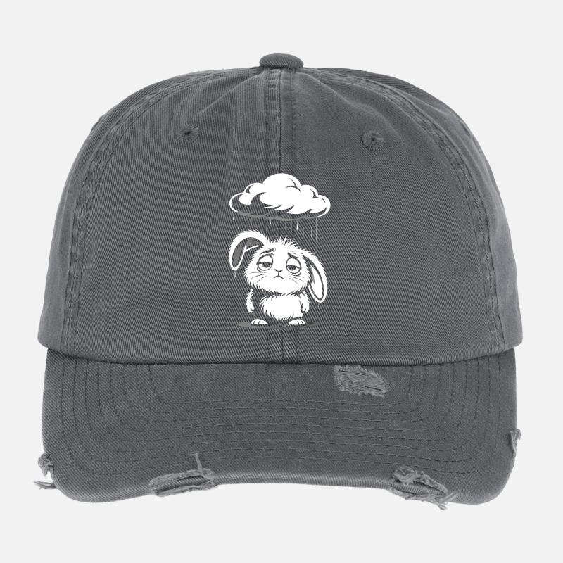 Sad Bunny - Un design mignon en nuage de pluie Casquette vintage effet usé Flexfit