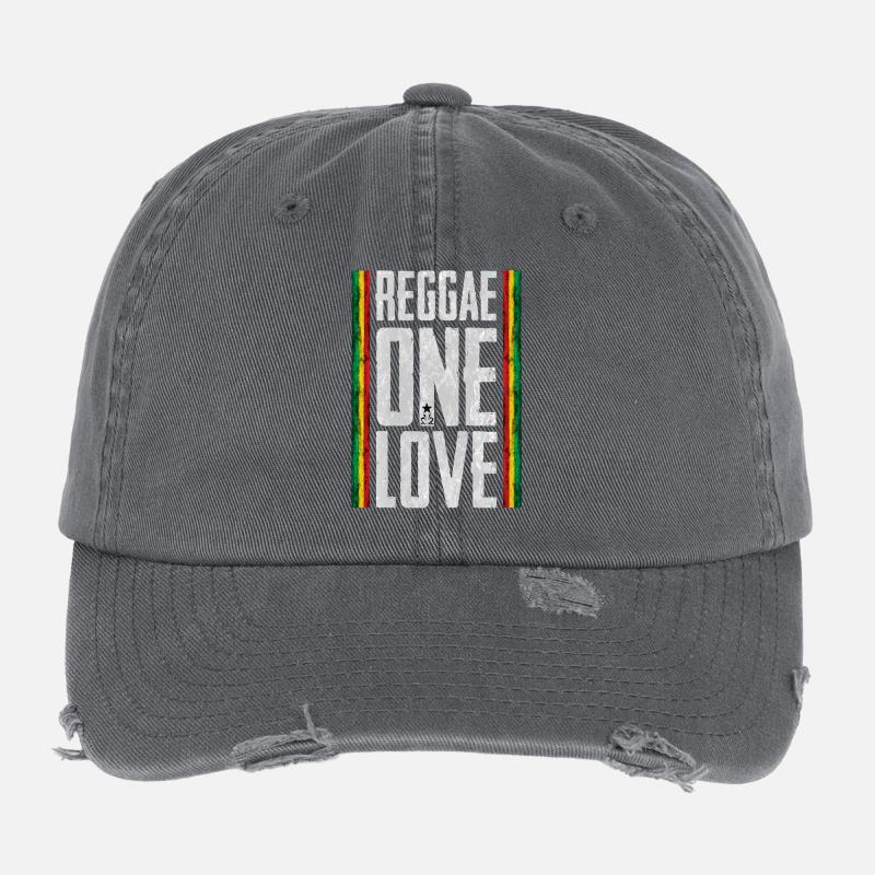 Reggae One Love Design Flexfit Vintage Destroyed Cap