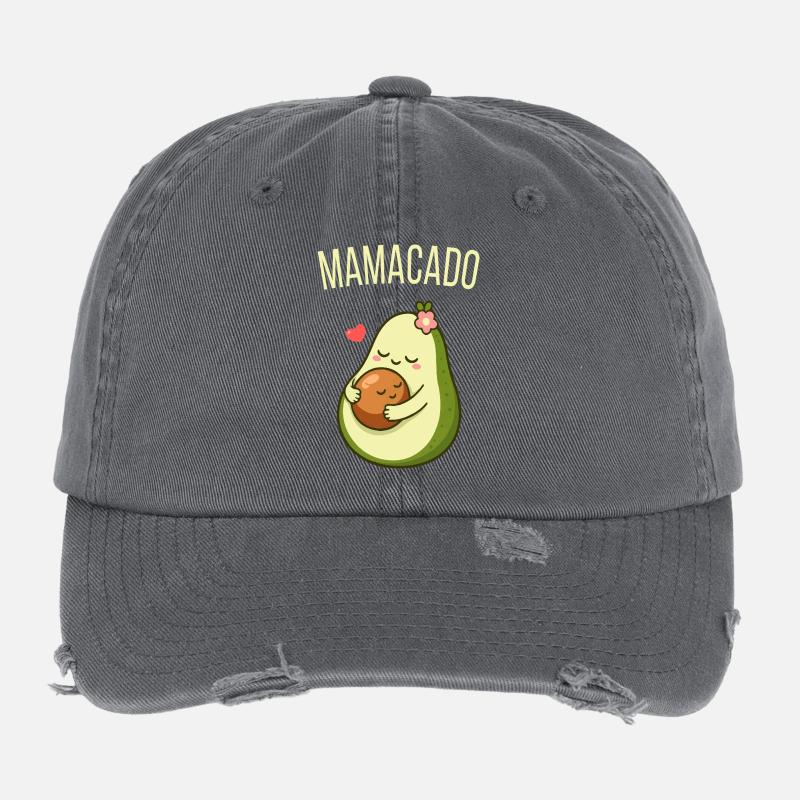 Mamacado Avocado Familie Mama Mutter Flexfit Vintage Destroyed Cap
