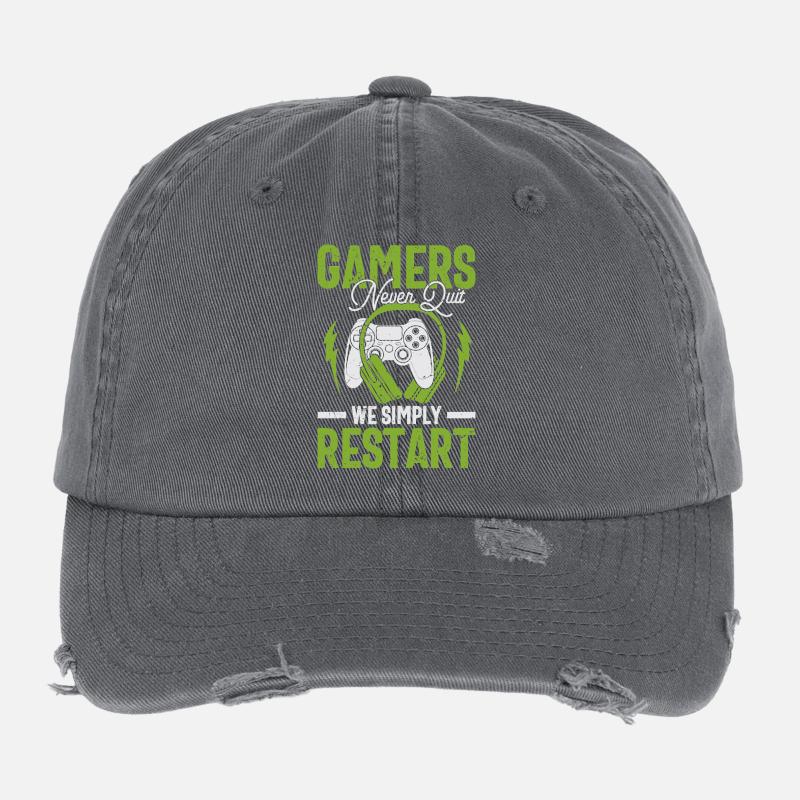 Esprit de joueur : Don de redémarrage à ne jamais abandonner Casquette vintage effet usé Flexfit