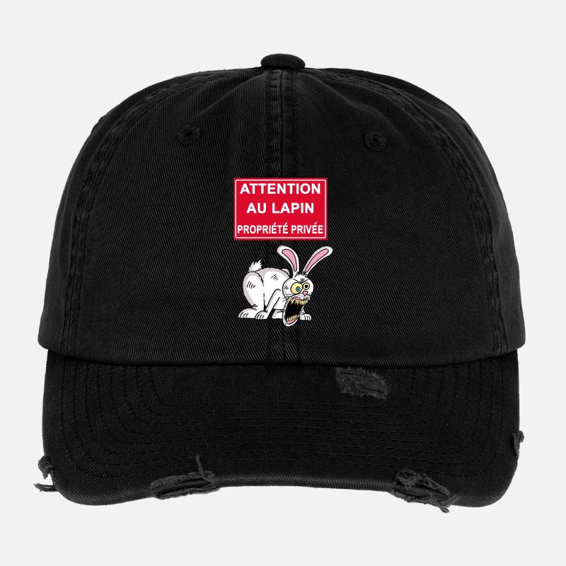 Attention au lapin blanc Casquette vintage effet usé Flexfit
