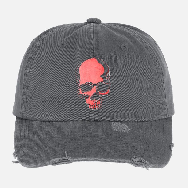 Crâne Rouge Casquette vintage effet usé Flexfit