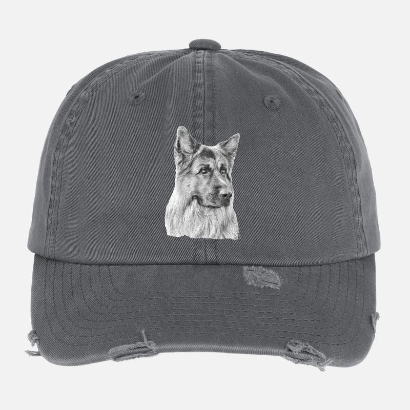 Old German Shepherd German Shepherd Flexfit Vintage Destroyed Cap