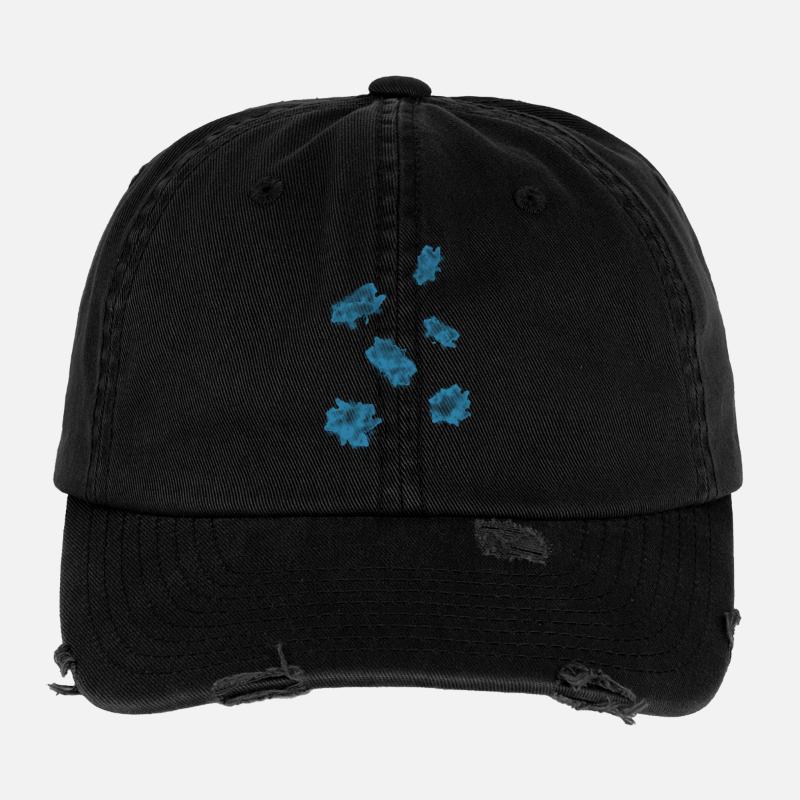 Blaue Blumen - Flexfit Vintage Destroyed Cap - Schwarz