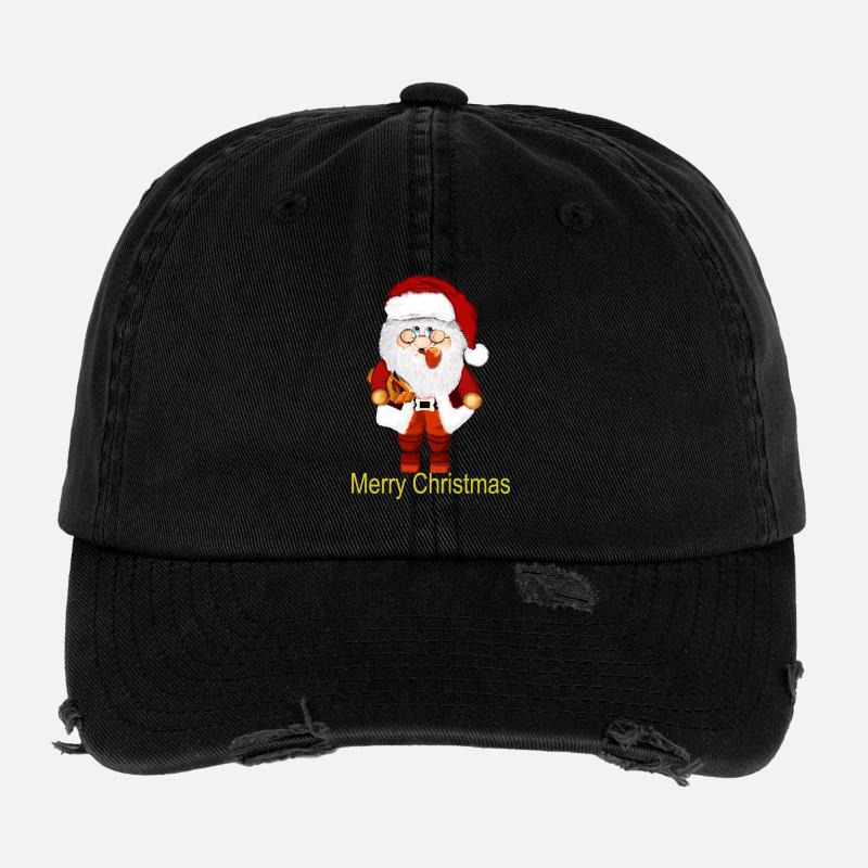 Santa Claus with gift package - Flexfit Vintage Destroyed Cap - black