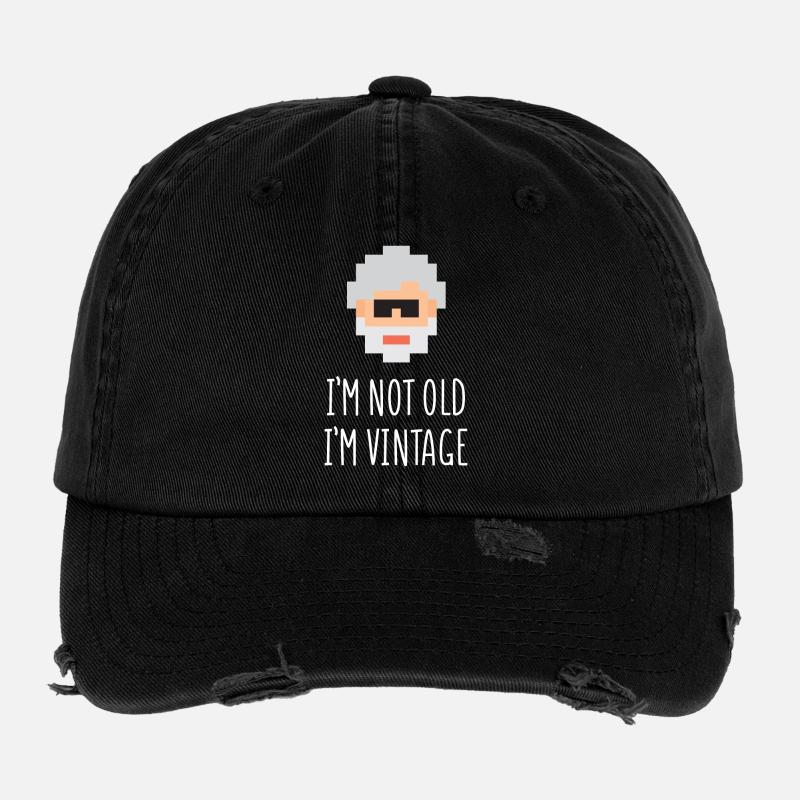 I'm Not Old I'm Vintage - Flexfit Vintage Destroyed Cap - black