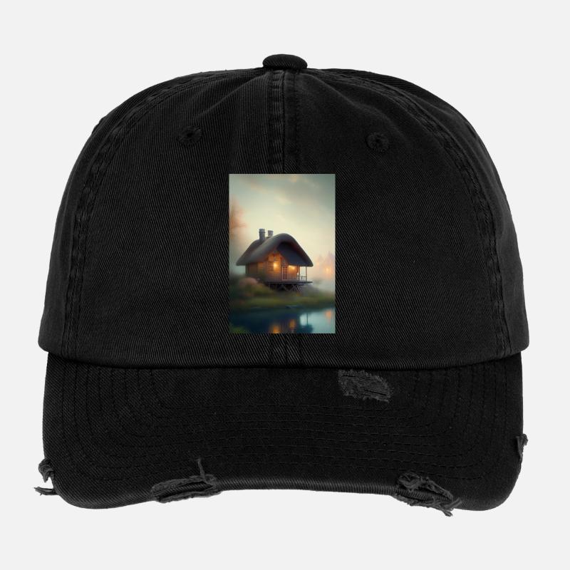 Charmante cabane au bord du lac Casquette vintage effet usé Flexfit