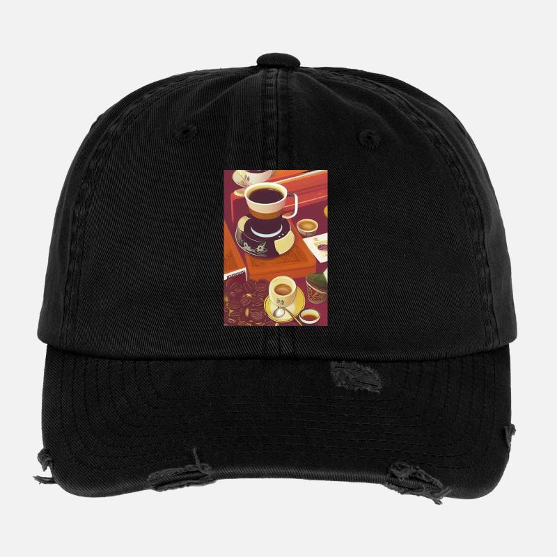 Café, grains de café Casquette vintage effet usé Flexfit