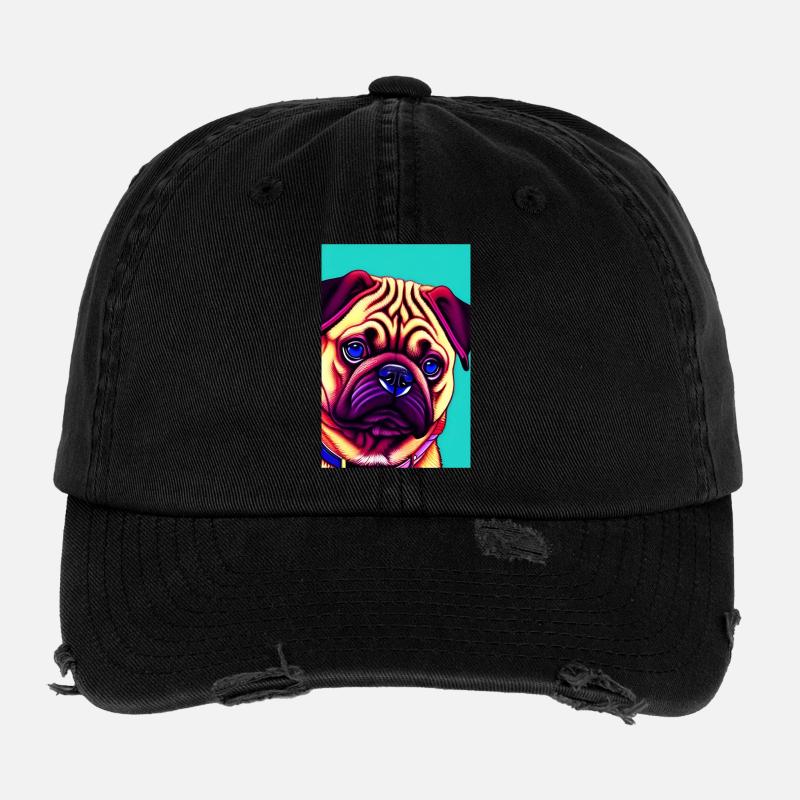 Chien carlin Casquette vintage effet usé Flexfit