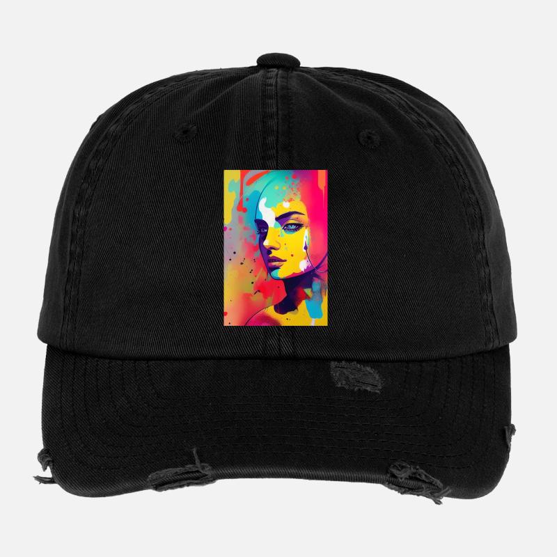 Art abstrait Casquette vintage effet usé Flexfit