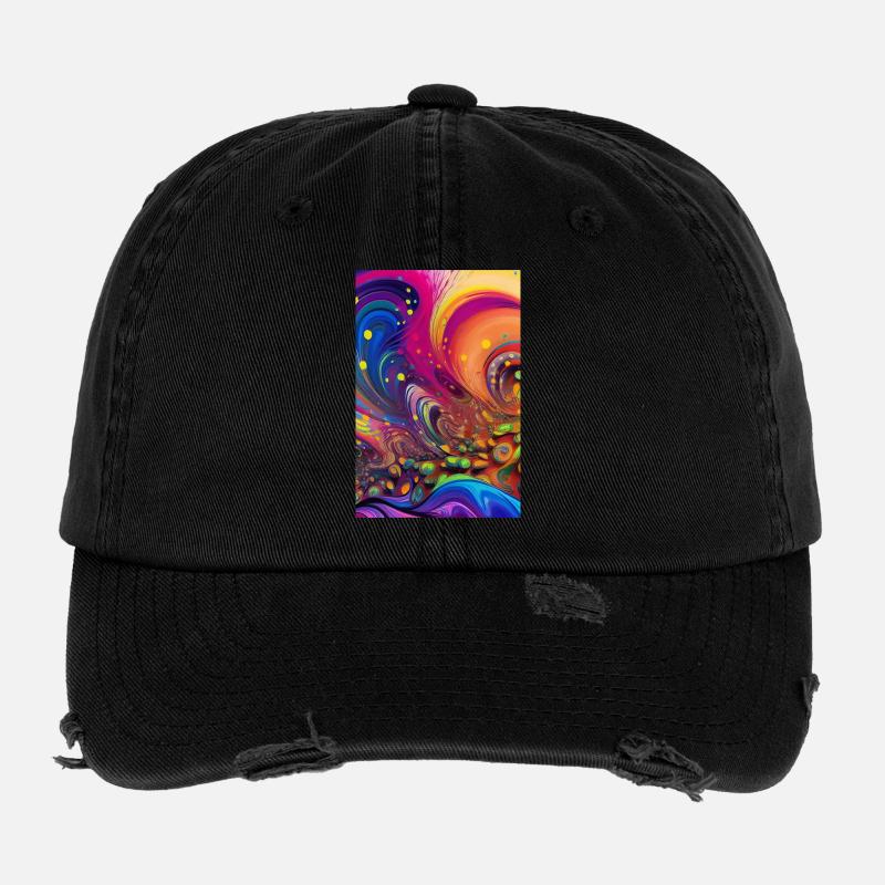 Art abstrait Casquette vintage effet usé Flexfit