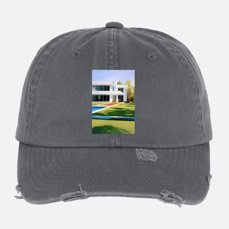 White villa with pool Flexfit Vintage Destroyed Cap