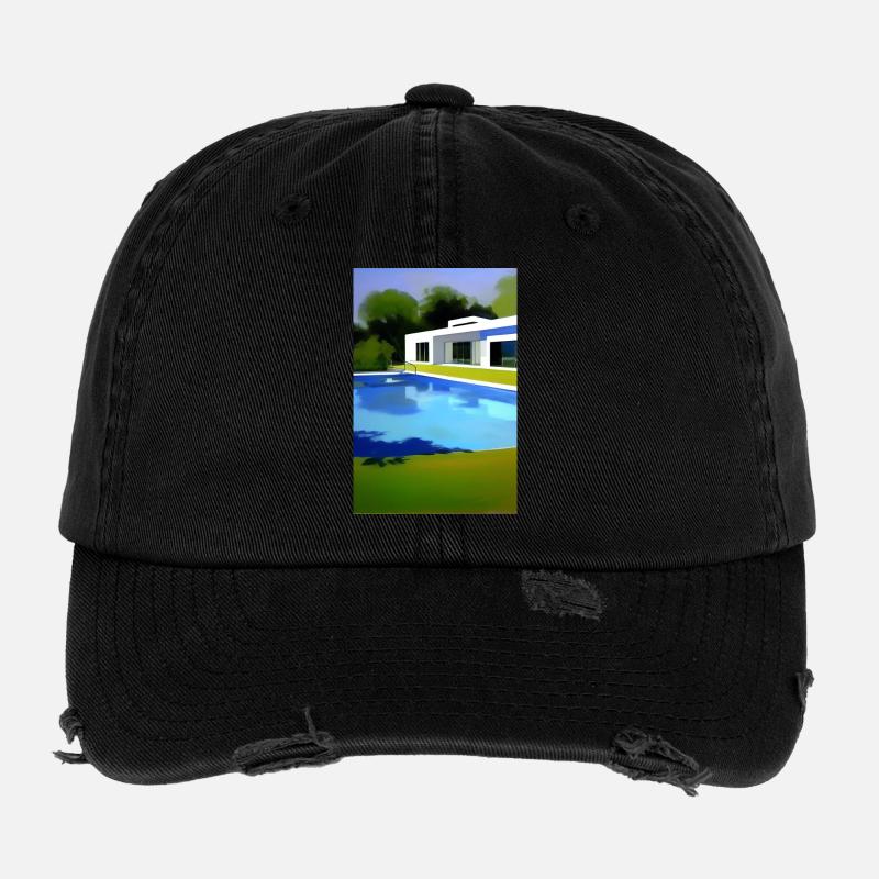White villa with pool Flexfit Vintage Destroyed Cap