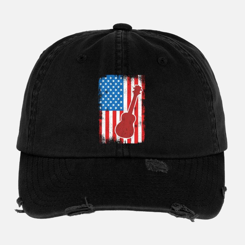 July 4 USA Ukulele Flexfit Vintage Destroyed Cap