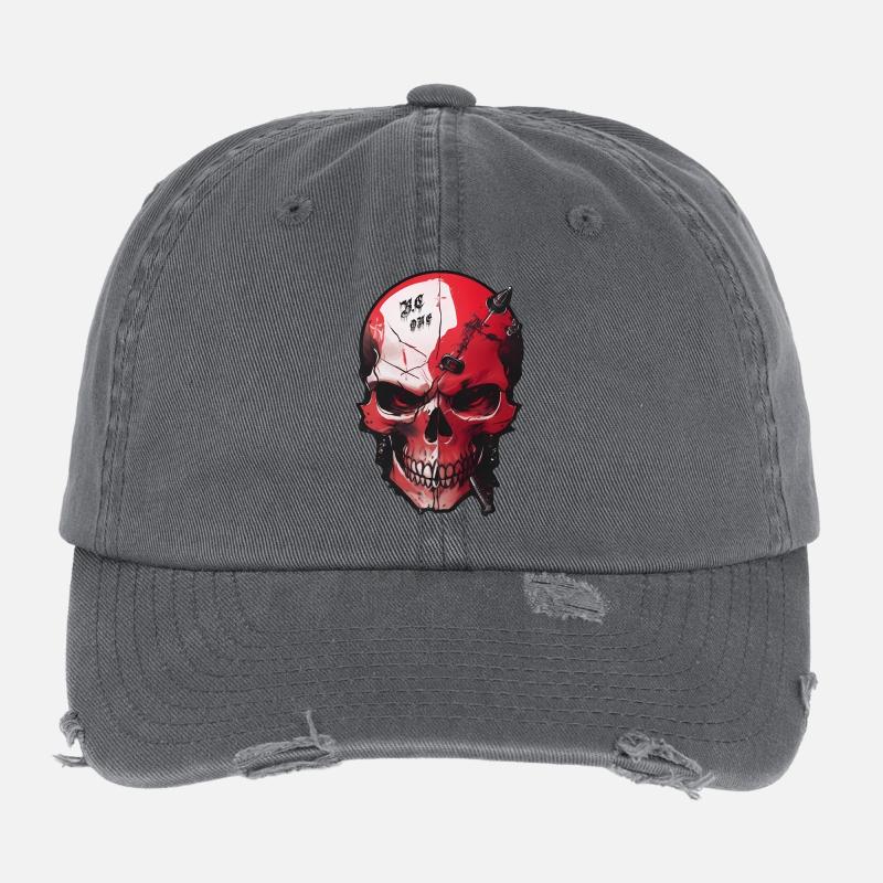 Skull with Evil Eye Flexfit Vintage Destroyed Cap