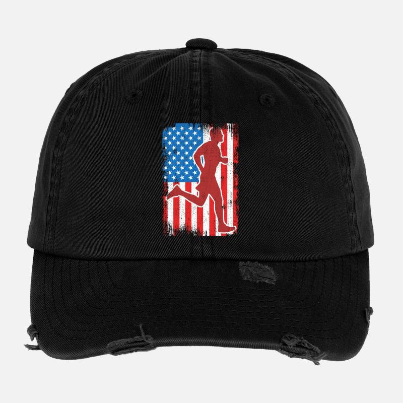 4 juillet USA Running Casquette vintage effet usé Flexfit