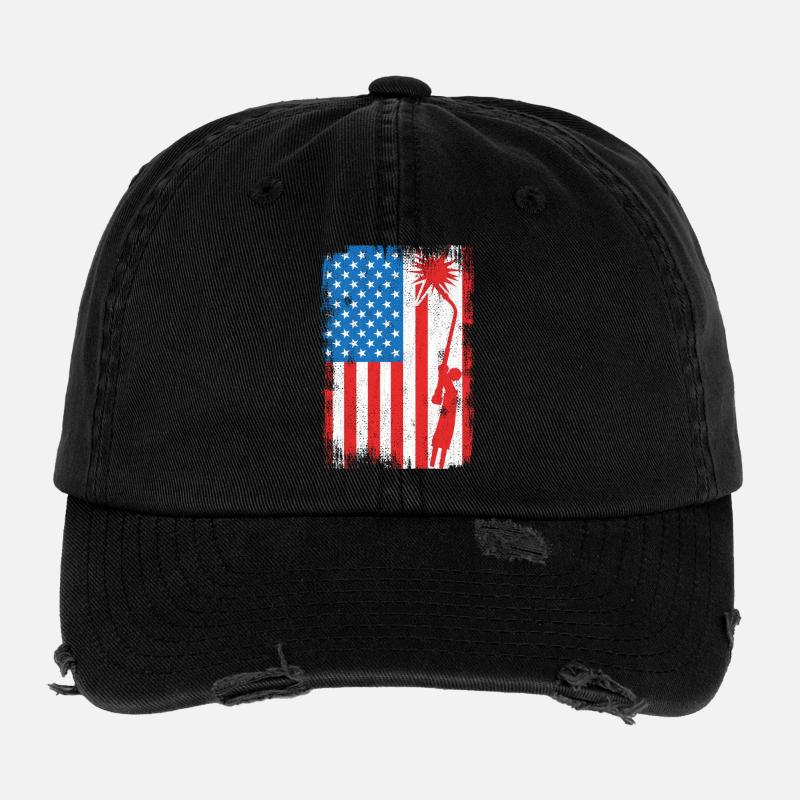 Welding USA Flag Flexfit Vintage Destroyed Cap