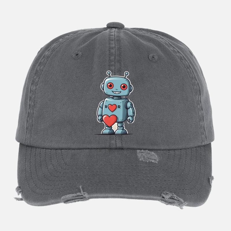 I Love Robots Flexfit Vintage Destroyed Cap
