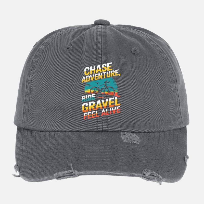 Vélo de gravier graphique rétro avec slogan dynamique Casquette vintage effet usé Flexfit