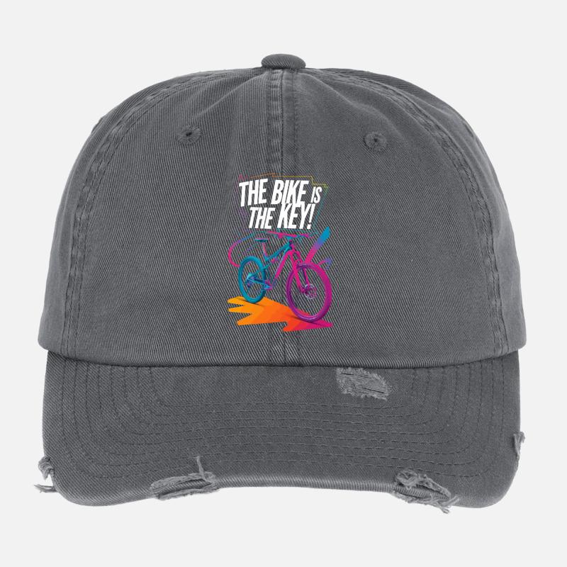 Vibrant Bicycle Enthusiasm Design Flexfit Vintage Destroyed Cap