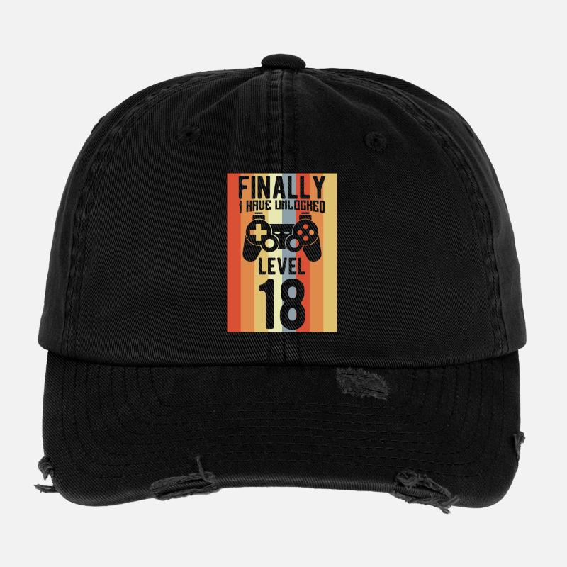 Level 18 Unlocked Flexfit Vintage Destroyed Cap